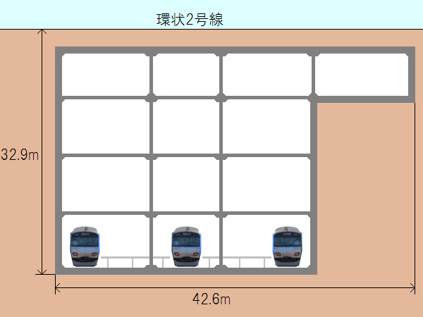 新横浜駅の断面図